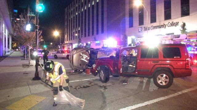 Downtown Tulsa Wreck Sends One To Hospital, One To Jail