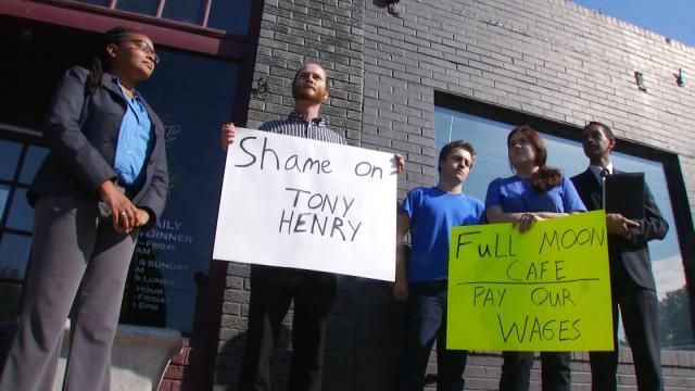Unpaid Employees Hold Protest Outside Full Moon Cafe Auction