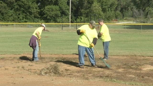 Sand Springs Volunteers Help Spruce Up Tornado-Damaged Park