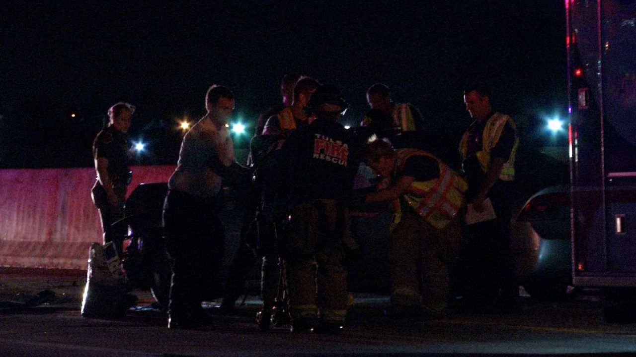 Trooper Rescues Driver Trapped In Tulsa Crash