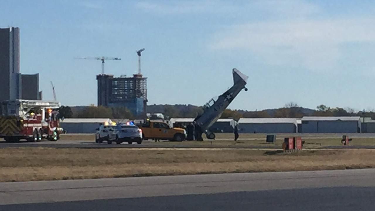 World War II Plane Tips Over At Jones Airport In Tulsa