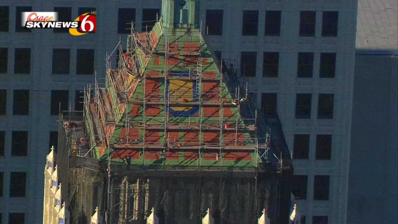 Repairs To Tulsa's Philtower As Seen From Osage SkyNews 6 HD