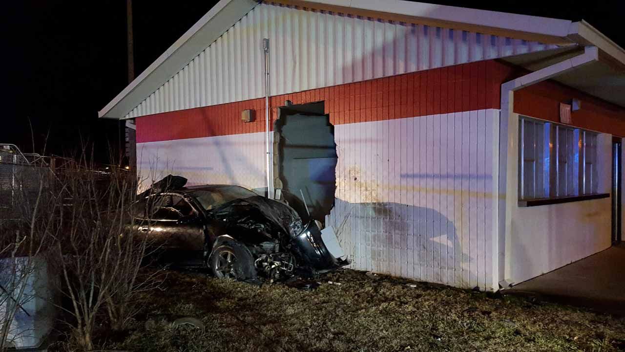 Driver Eluding Police Crashes Into Tulsa East Central Building