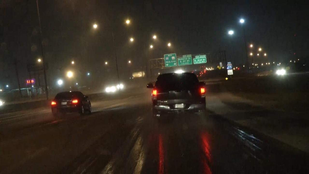 Sleet, Snow Falling In Tulsa Area