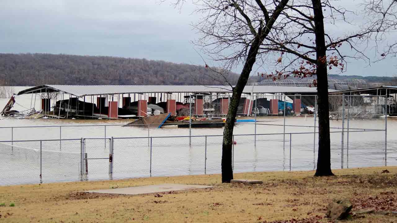 Flooding Damages Fort Gibson Marina's Boat Docks