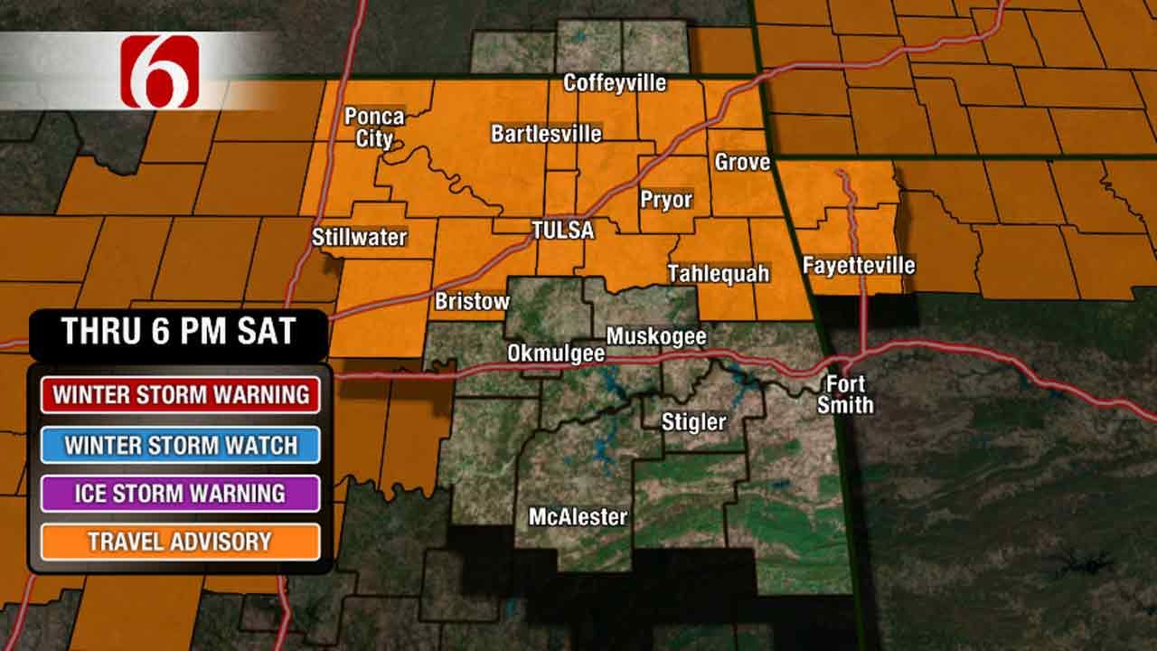 Travel Advisories In Effect As Snow Falls In Green Country