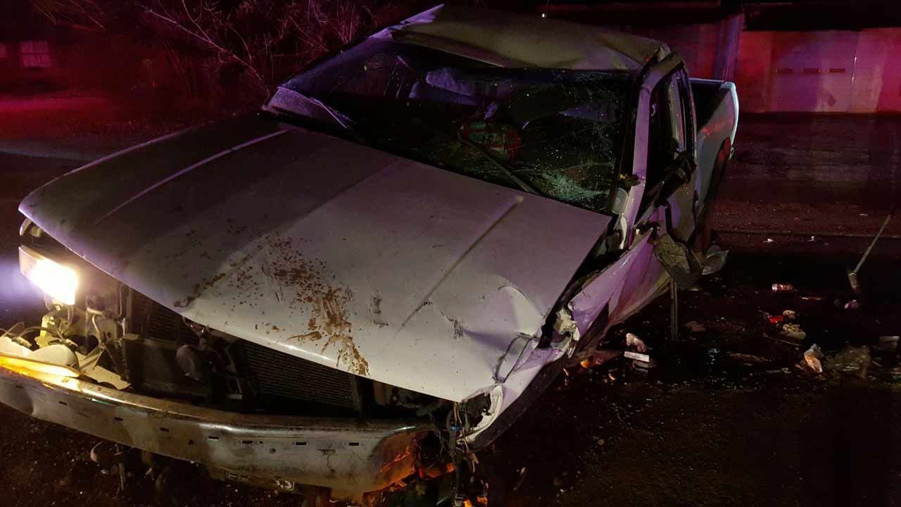 Driver Crashes Pickup Into Tulsa Construction Equipment