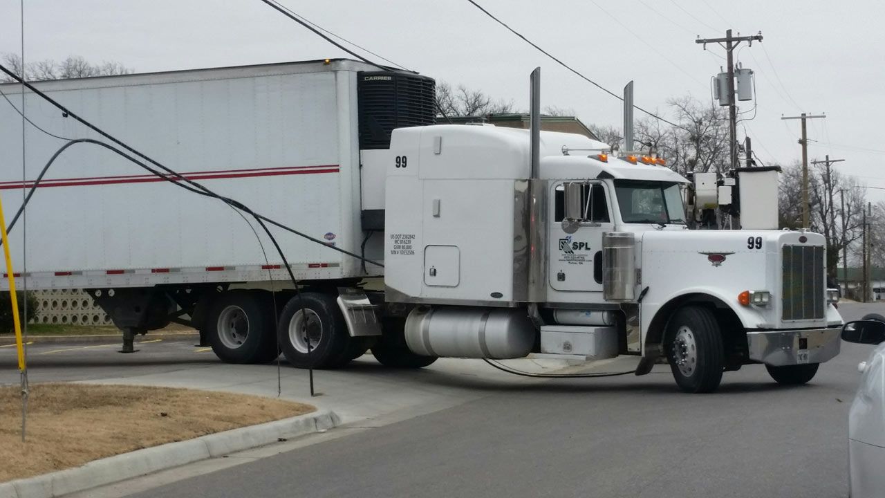 Semi Snags Overhead Telephone Cable In Tulsa