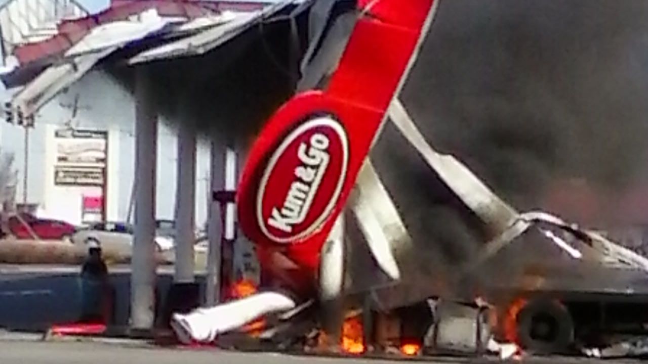 Crash Causes Gas Pump Fire At Broken Arrow Convenience Store