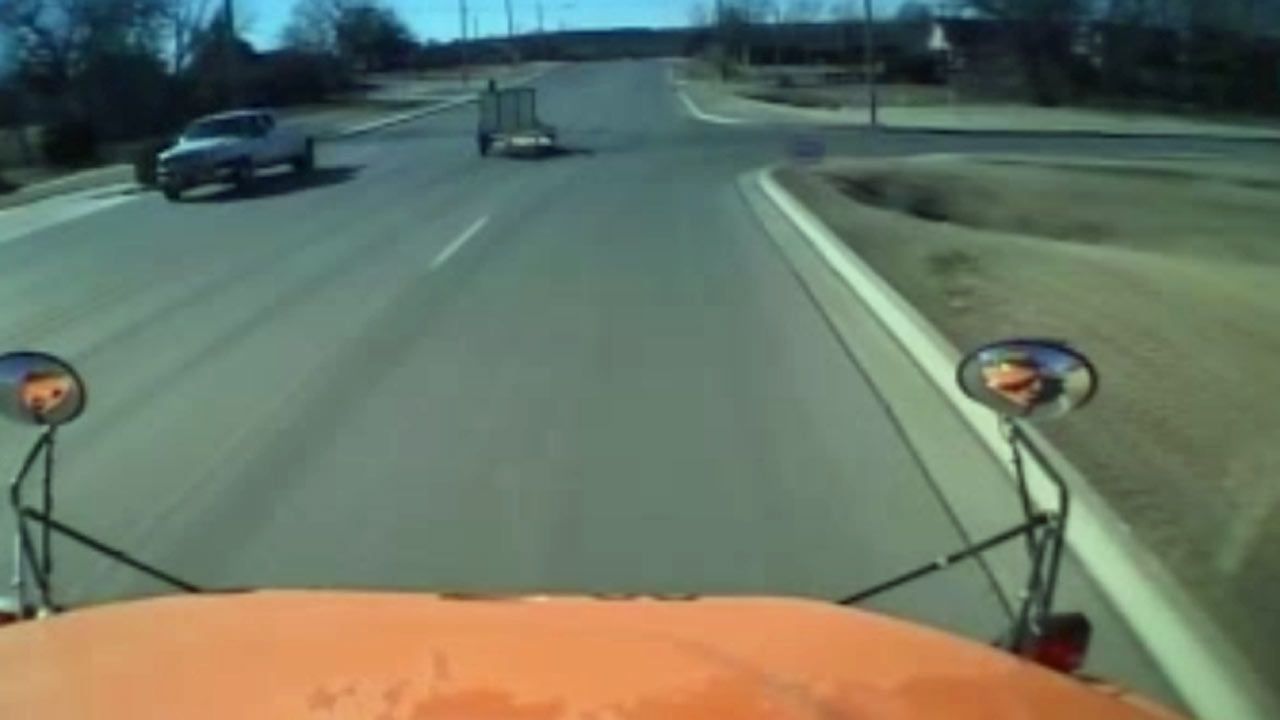 Video Shows Runaway Trailer Hitting Sand Springs School Bus