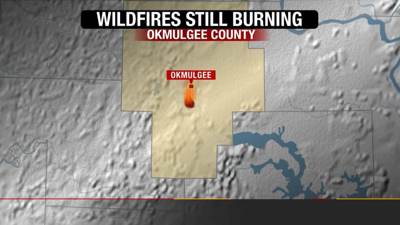 Southwest Okmulgee County Fire Still Burning