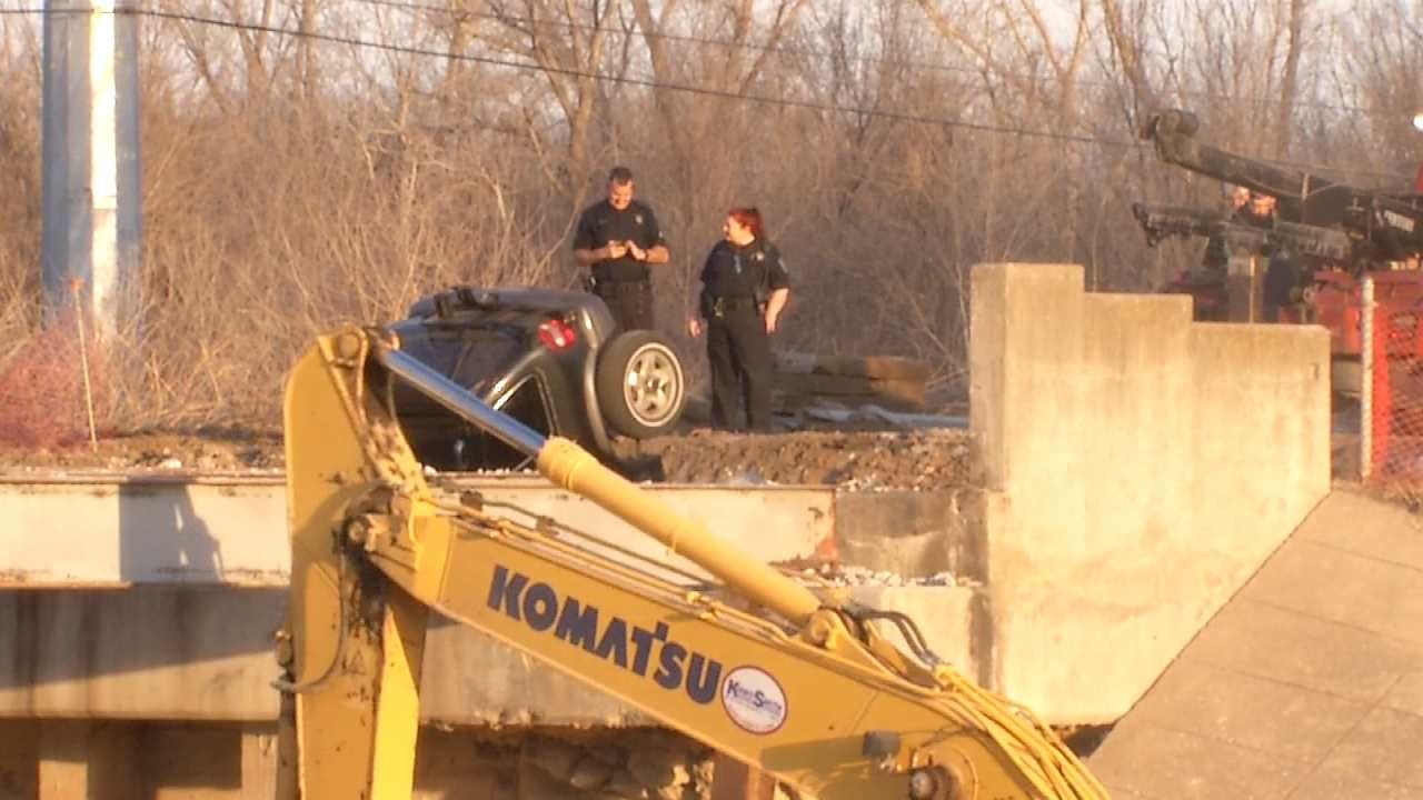 Texting Driver Runs Off Bridge Under Construction, Tulsa Police Say