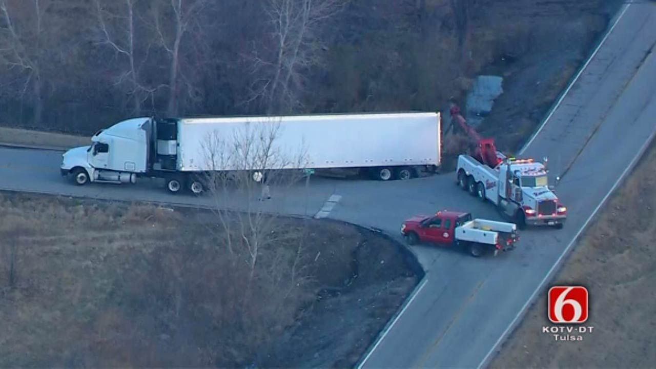 Semi Gets Caught In The Mud In Owasso