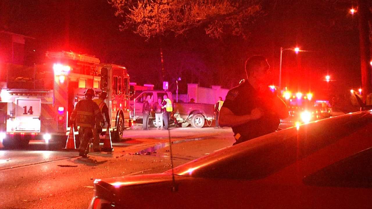 Three-Vehicle Crash, Fire Shut Down Tulsa Street